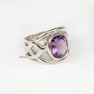 Amethyst Knot Silver Ring