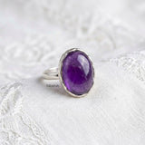 925 sterling silver amethyst oval knotted ring handcrafted in pure silver