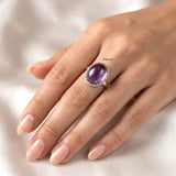 Natural amethyst gemstone ring with knotted sterling silver design