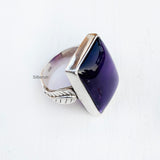 Amethyst Leaf Silver Ring