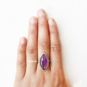 Amethyst Marquise Knotted Silver Ring