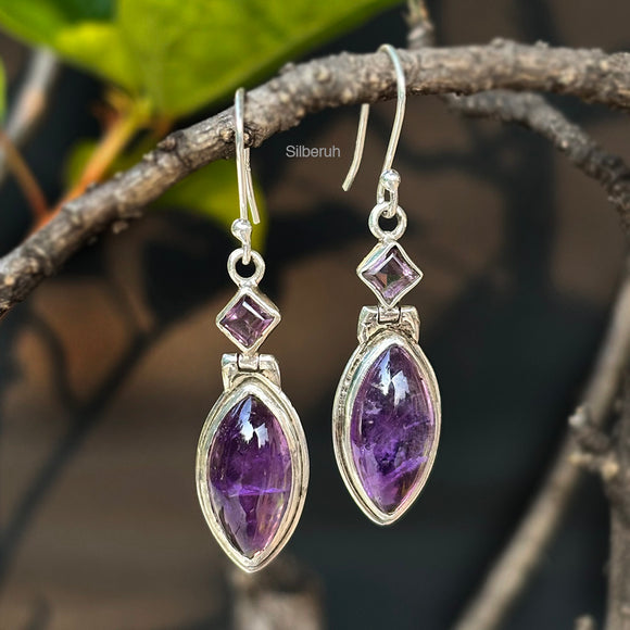 Amethyst Marquise Silver Earring