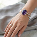 natural amethyst silver kada easy wear openable design