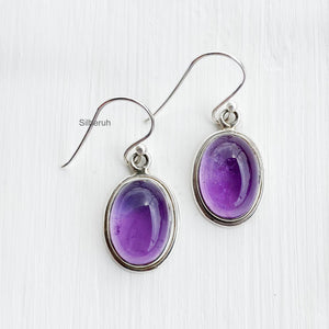 Amethyst Oval Silver Earring