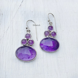 Amethyst Oval Silver Earring