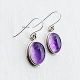Amethyst Oval Silver Earring