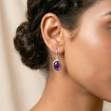 Amethyst Oval Silver Earring