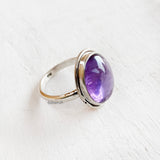 Amethyst Oval Silver Ring