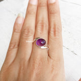 Amethyst Oval Silver Ring