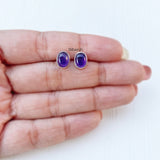 Amethyst Oval Silver Stud