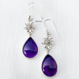 Amethyst Phool Silver Earring