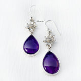 Amethyst Phool Silver Earring