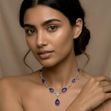Amethyst Phool Silver Necklace