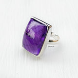 Amethyst Rectangular Silver Ring