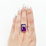 Amethyst Rectangular Silver Ring