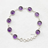 925 sterling silver Amethyst round bracelet handcrafted gemstone design