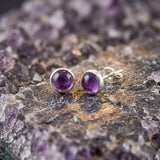 kids amethyst silver stud earrings round design