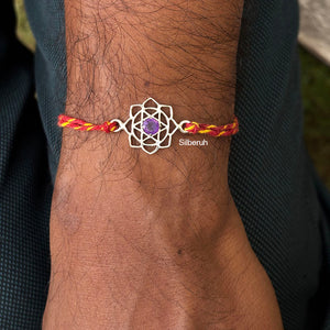 Amethyst 925 Silver Rakhi with Message Card