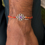 Amethyst 925 Silver Rakhi with Message Card