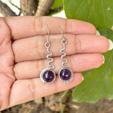 Amethyst Scribble Silver Earring