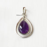 Amethyst Silver Drop Pendant