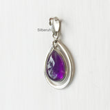 Amethyst Silver Drop Pendant