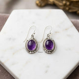 amethyst oval drop earrings 925 silver India
