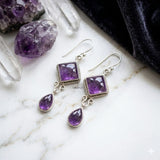 drop amethyst gemstone earrings sterling silver