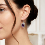 purple stone earrings silver tikri design