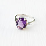 Amethyst Silver Facetted Ring