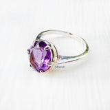 Amethyst Silver Facetted Ring