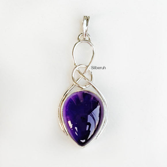 Amethyst Silver Knot Pendant