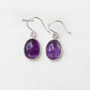 Amethyst Silver Oval Earring