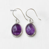 Amethyst Silver Oval Earring