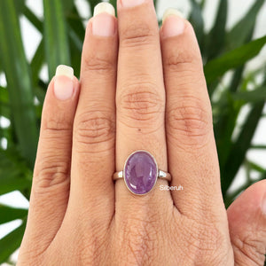 Amethyst Silver Oval Ring