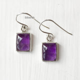 Amethyst Silver Rectangular Earring