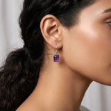 Amethyst Silver Rectangular Earring