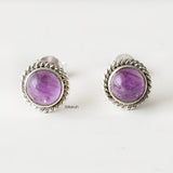 Amethyst Silver Round Stud