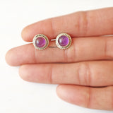 Amethyst Silver Round Stud