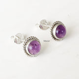 Amethyst Silver Round Stud