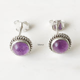 Amethyst Silver Round Stud