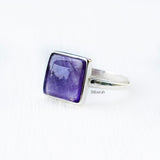 Amethyst Silver Square Ring