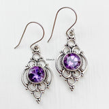 Amethyst Silver Tribal Earring