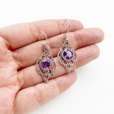 Amethyst Silver Tribal Earring