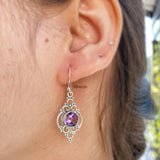 Amethyst Silver Tribal Earring