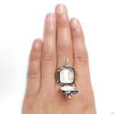 Amethyst Square Poison Box Silver Ring