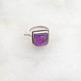 Amethyst Square Silver Ring