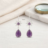 Amethyst Sun Silver Earring