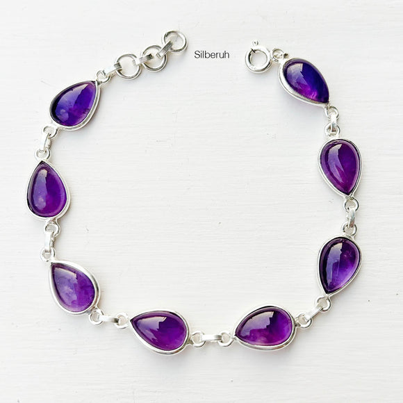 Amethyst Teardrop Silver Bracelet