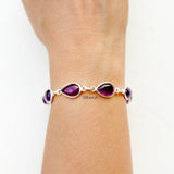 Amethyst Teardrop Silver Bracelet